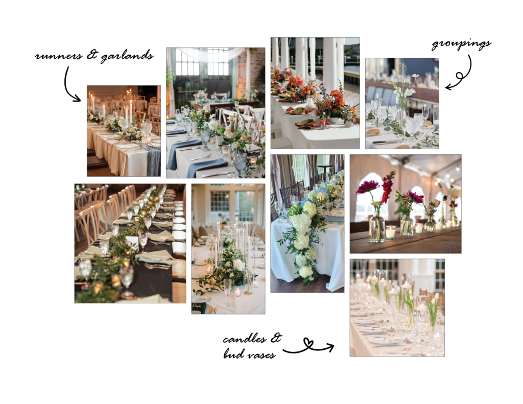 collection of inspiration photos for wedding centerpieces, featuring favorite colors, flowers, and styles .